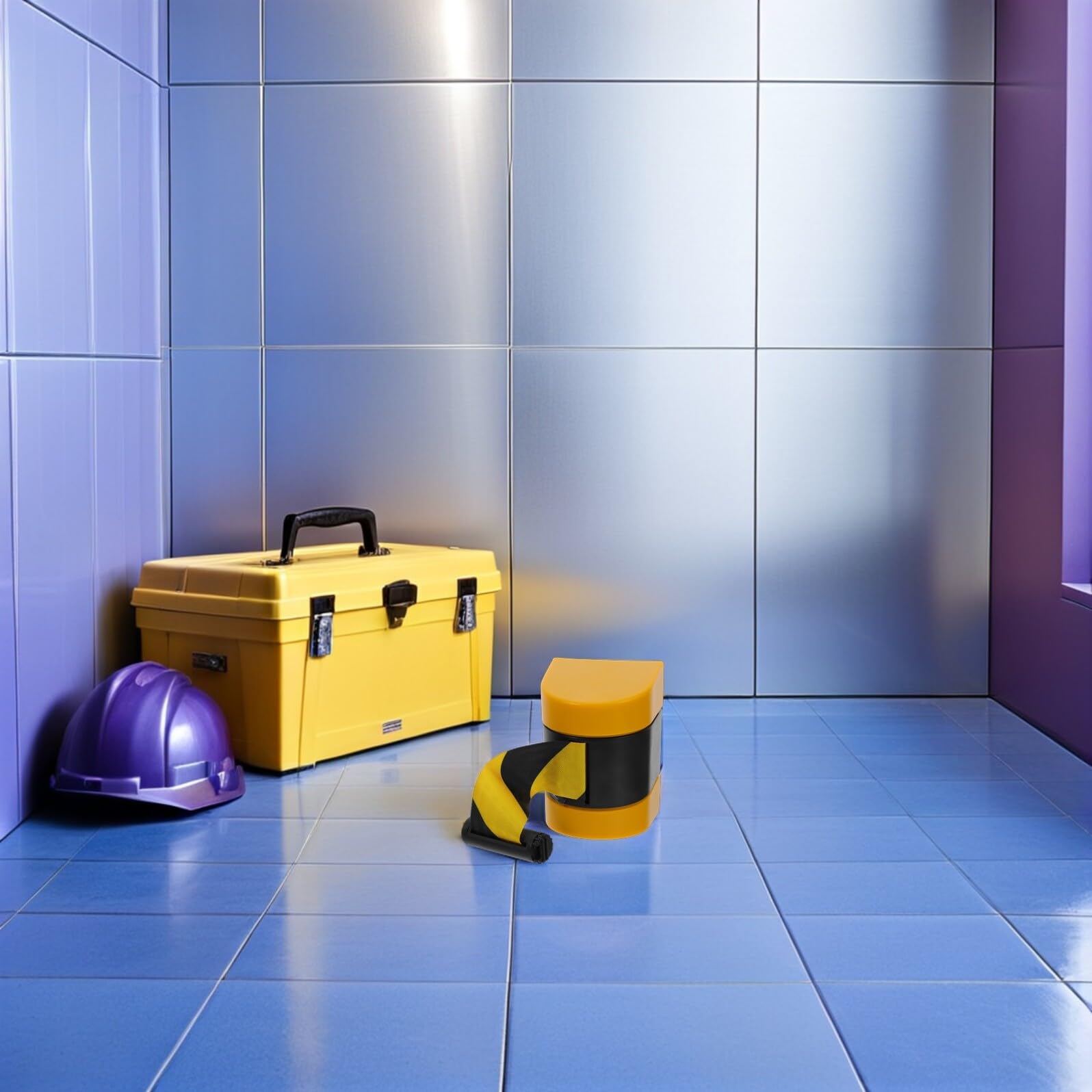 Cabilock Barrière Murale Rétractable Noire et Jaune Ruban Alerte Extensible pour Contrôle de Foule Sécurité Chantier et Isolation Zones Sensibles