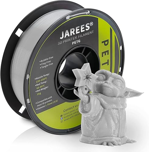Miniatura 8 de JAREES Filamento Petg de 1.75, dureza mejorada Petg verde sellado al vacío, carrete de 2.2 lbs, filamento de impresión 3D sin enredos, precisión