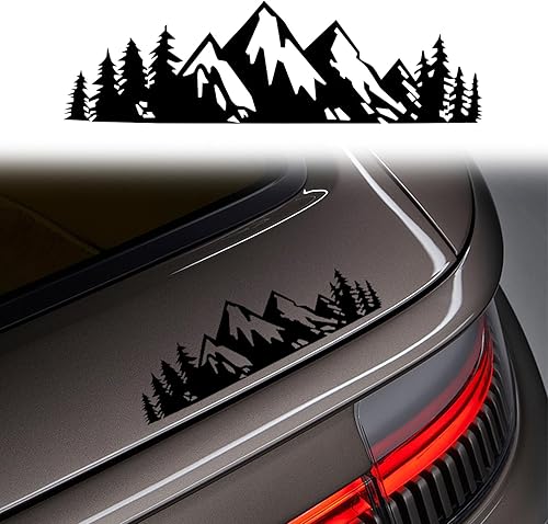 Miniatura 1 de HAOBO Calcomanía de vinilo con diseño de árbol de montaña y nieve, bosque de montaña, calcomanías de vinilo para carrocería de coche, puerta