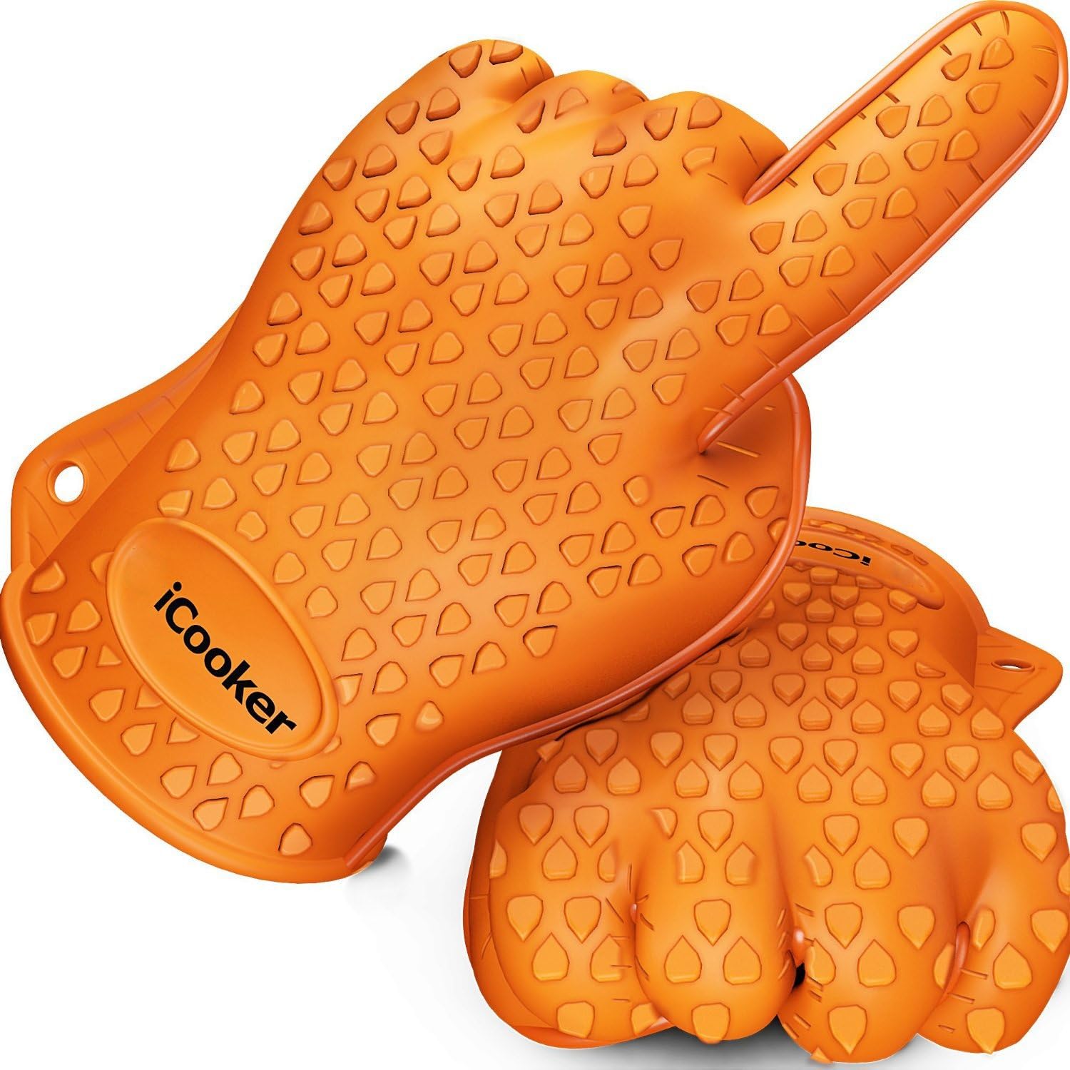 [2015 VERSION] Silicone BBQ Oven Cooking Gloves, Heat Resistant Grill Gloves and Pot Holders - High Temperature 425 Degrees [2 Gloves]