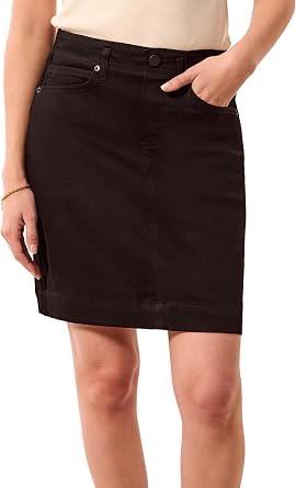 Tribal Womens Pull-on Mid Rise Comfort Stretch Denim Skort with Hidden Shorts