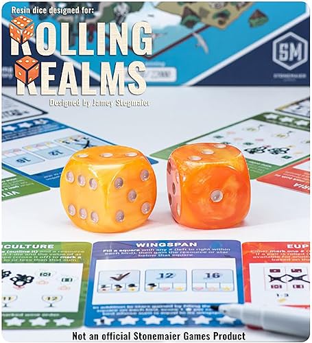 Miniatura 3 de Gate Keeper Games Rolling Realms - Juego de dados épicos de 1.378 in, juegos de guardián de puerta, d6s de resina jumbo para uso con reinos rodantes