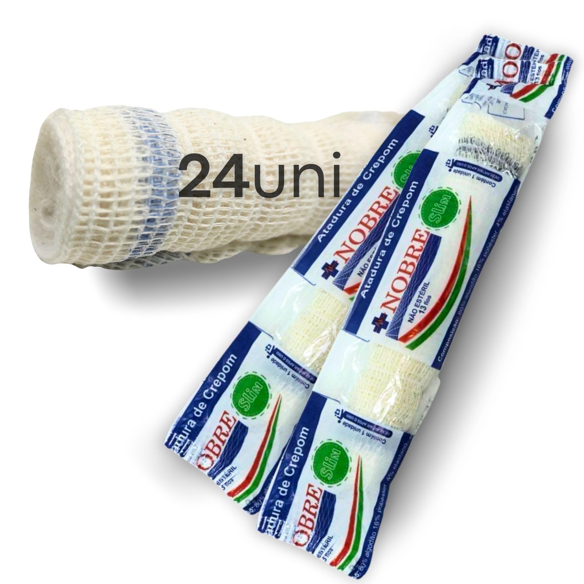 Atadura elástica crepom 13 fios - 12cm x 1,8m - 24 rolos