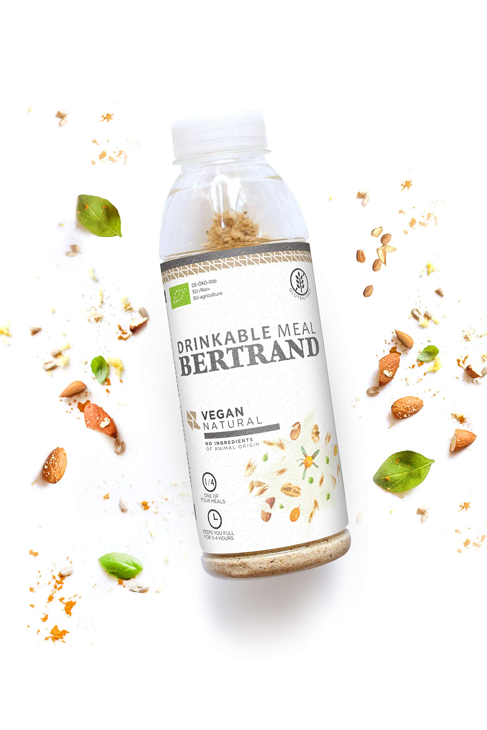 BERTRAND BIO Bottles - vegan natural - Trinkbare Mahlzeit - 12 x 125g