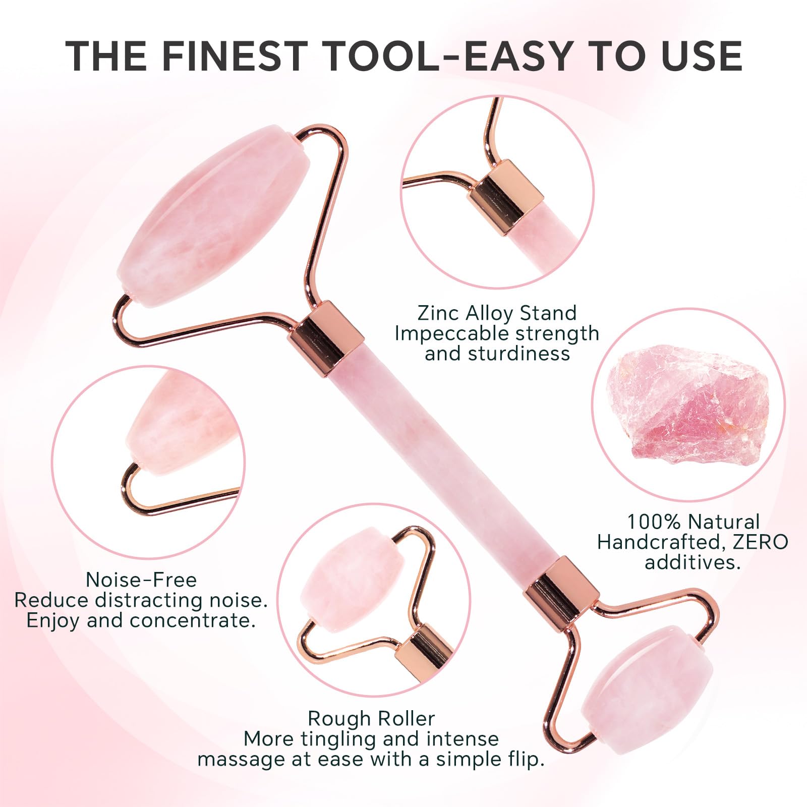 Jade Roller & Gua Sha Set for Face – 4PCS Natural Facial Massage Tools