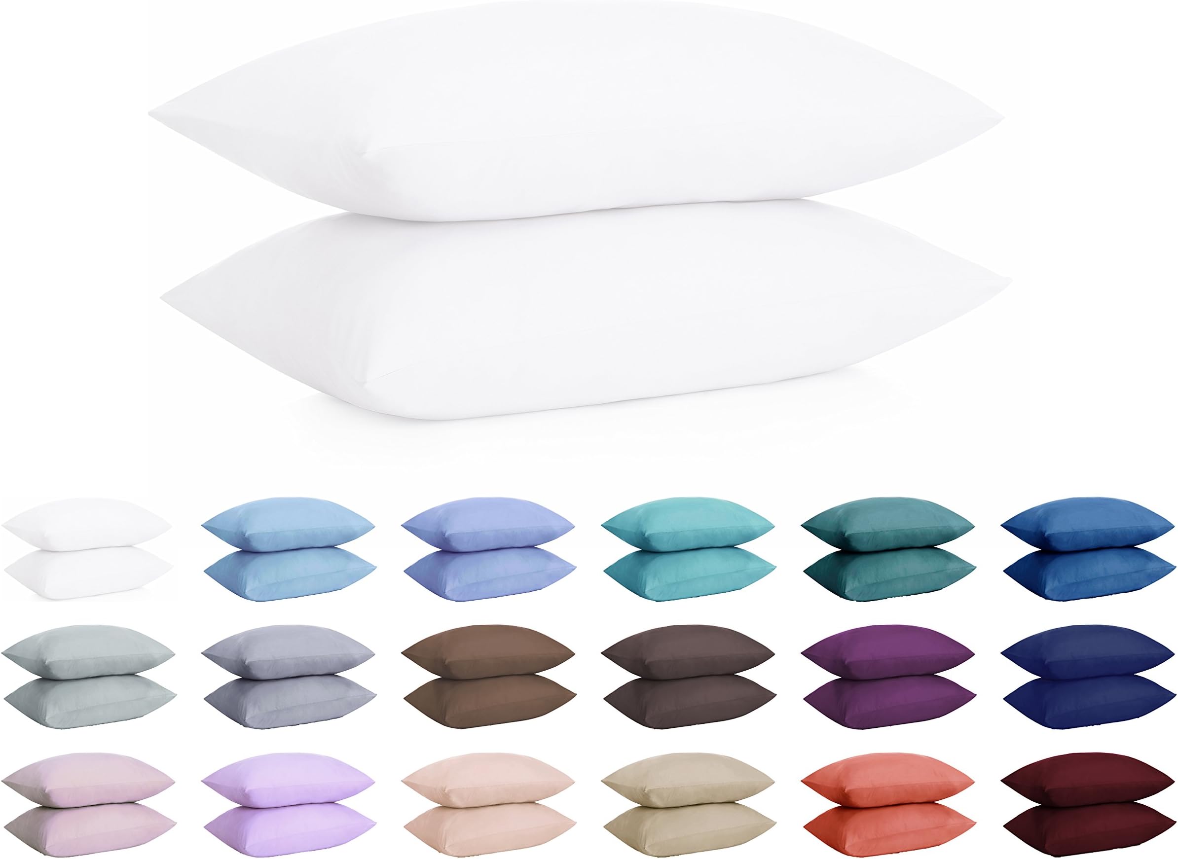 Lasimonne 250 Thread Count Cotton Pillowcases,2 Standard