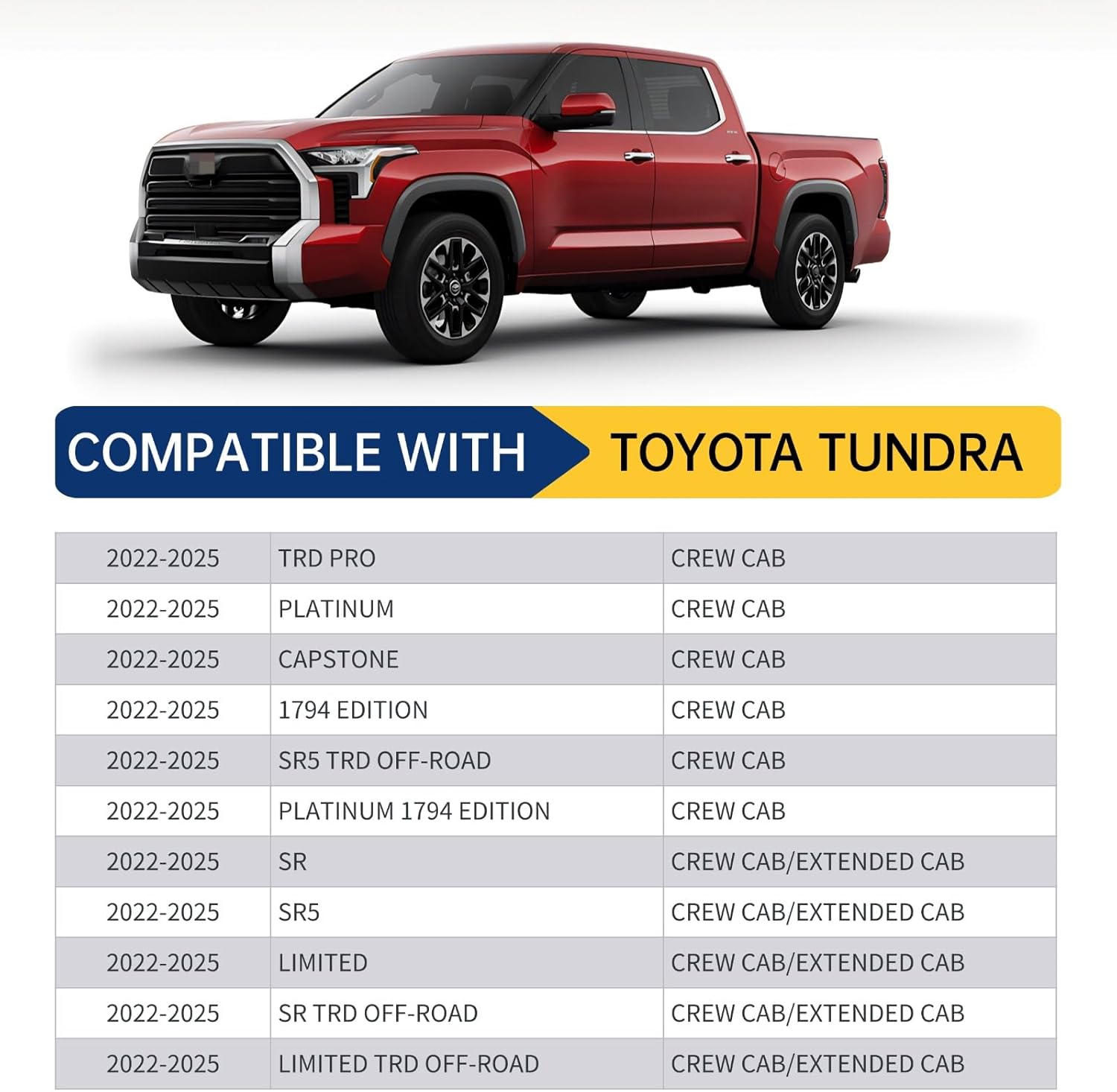 Mud Flaps for Toyota Tundra 2022-2026 No-Drill Splash Guards Set of 4 | All-Weather Front & Rear Mudguards | Fits SR5/Limited/TRD Pro (Excludes SR Models)