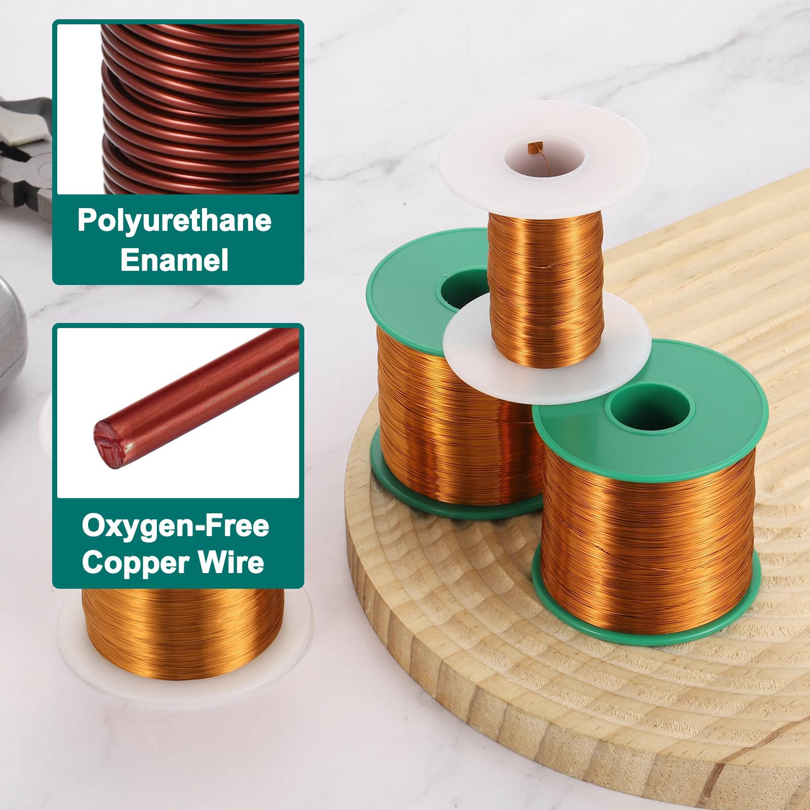 sourcing map Magnetdraht, 16 AWG, Kupferlackdraht, 16 Gauge, 57 g, magnetischer Spulendraht für Transformator, Motor, Elektro, 180 C, Dunkelbraun