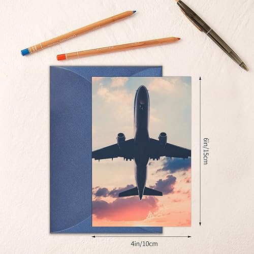 Miniatura 6 de WURTON Tarjetas de felicitación de impresión de puesta de sol de avión Tarjetas de notas en blanco con sobres para todas las ocasiones cumpleaños,