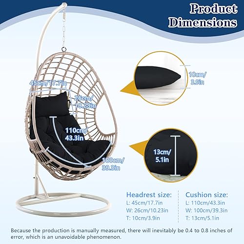 Miniatura 4 de Cojín colgante para silla de huevo, cojines suaves en forma de U para silla columpio (solo cojín)
