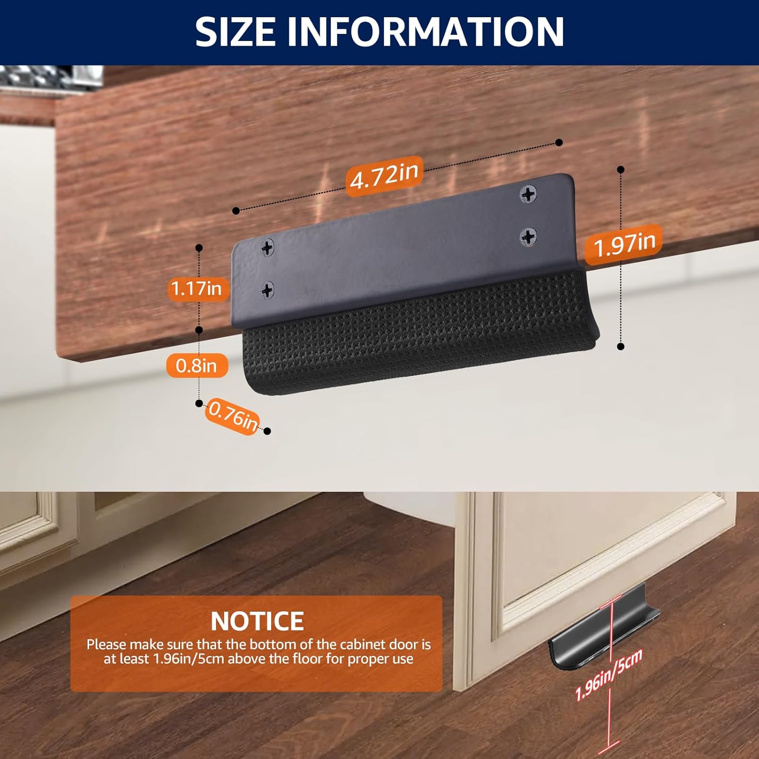 FanpBow Under Cabinet Foot Pull for Trash Drawer, Hands Free Toe Kick Opener for Trash Cabinet Door, Comfortable EVA Pad, Adhesive & Screws, Touchless Cabinet Opener, Black