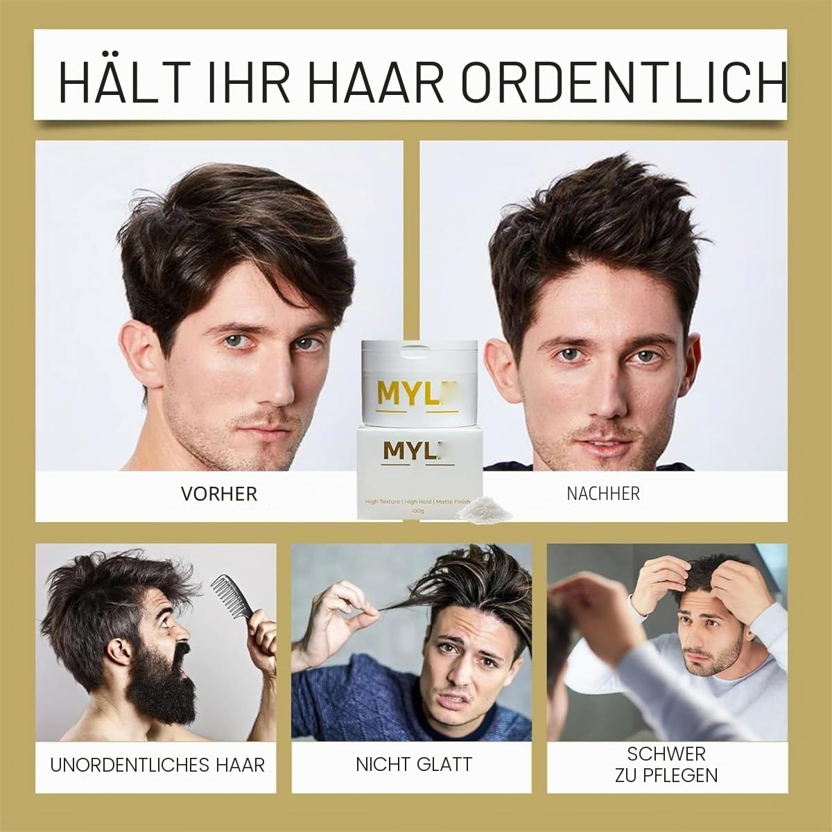Generic Mylz Meersalz Spray für Männer, Mango Meersalz Spray & Ton Texture Pack, Herren Meersalz Haarspray & Haarton, Volumen Haarspray für alle Haare (Set)