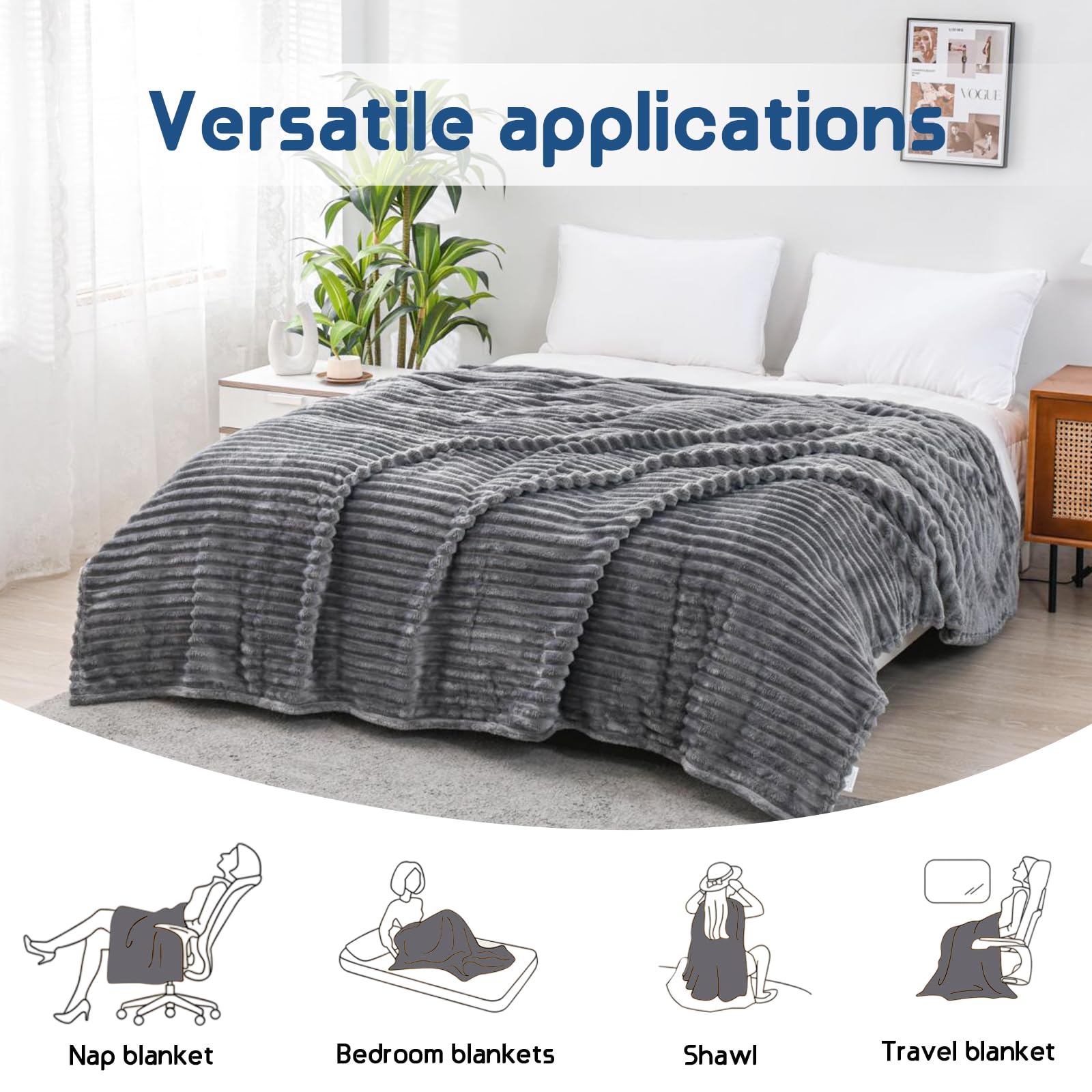 Coperta In Microfibra 150x200 Cm, Morbida E Pelosa, Doppio Strato, Motivo Jacquard, Per Divano E Letto, Lavabile In Lavatrice