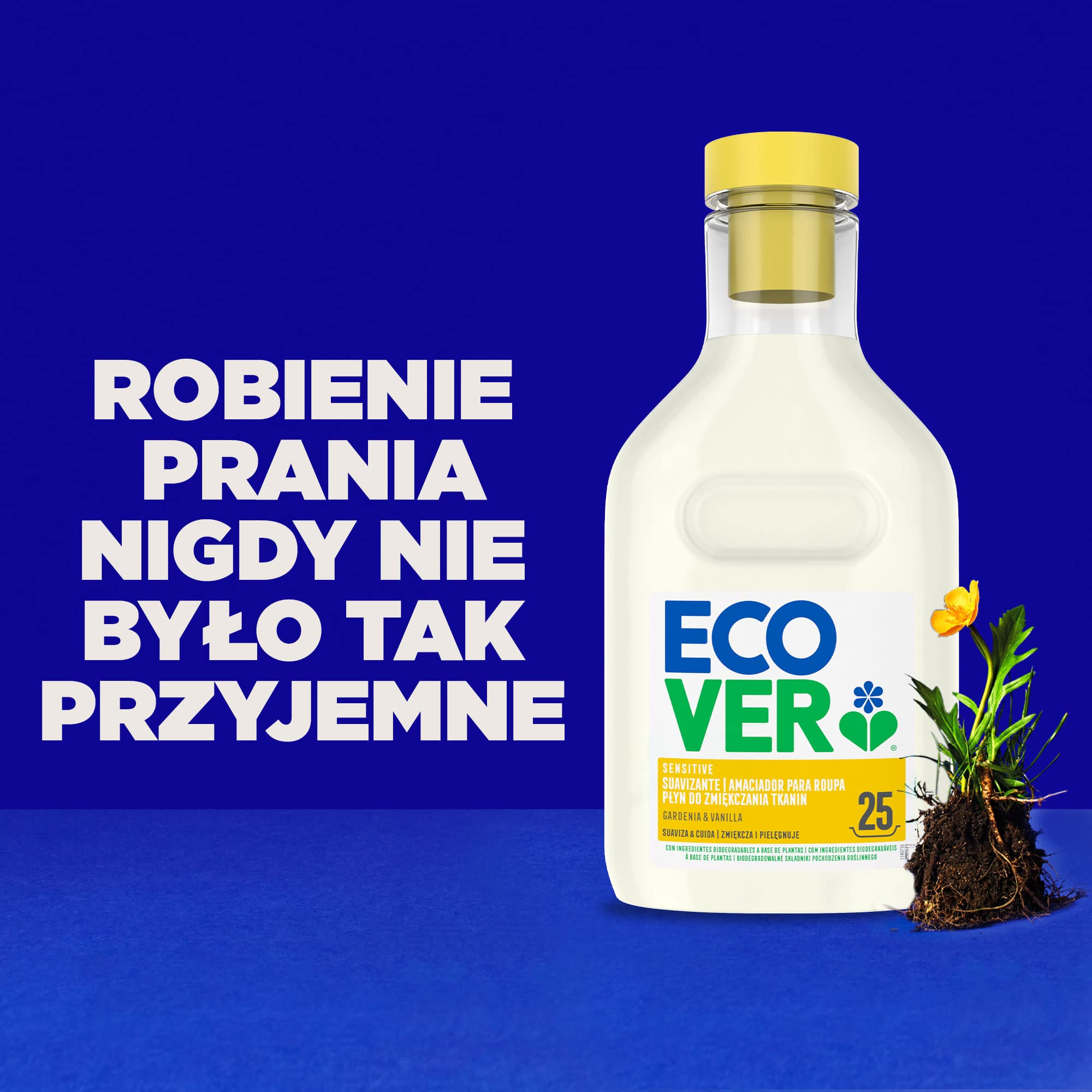 Ecover Płyn do Zmiękczania Tkanin o Zapachu Gardenii i Wanilii, 750 ml, Eko Produkt