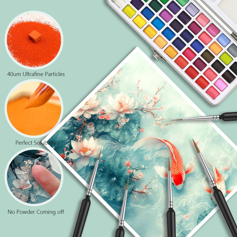 Juego de pintura de acuarela de 50/72/90/100 colores con pinceles de paleta Kit de color de agua de viaje Kit de pintura al agua para artistas principiantes y profesionales