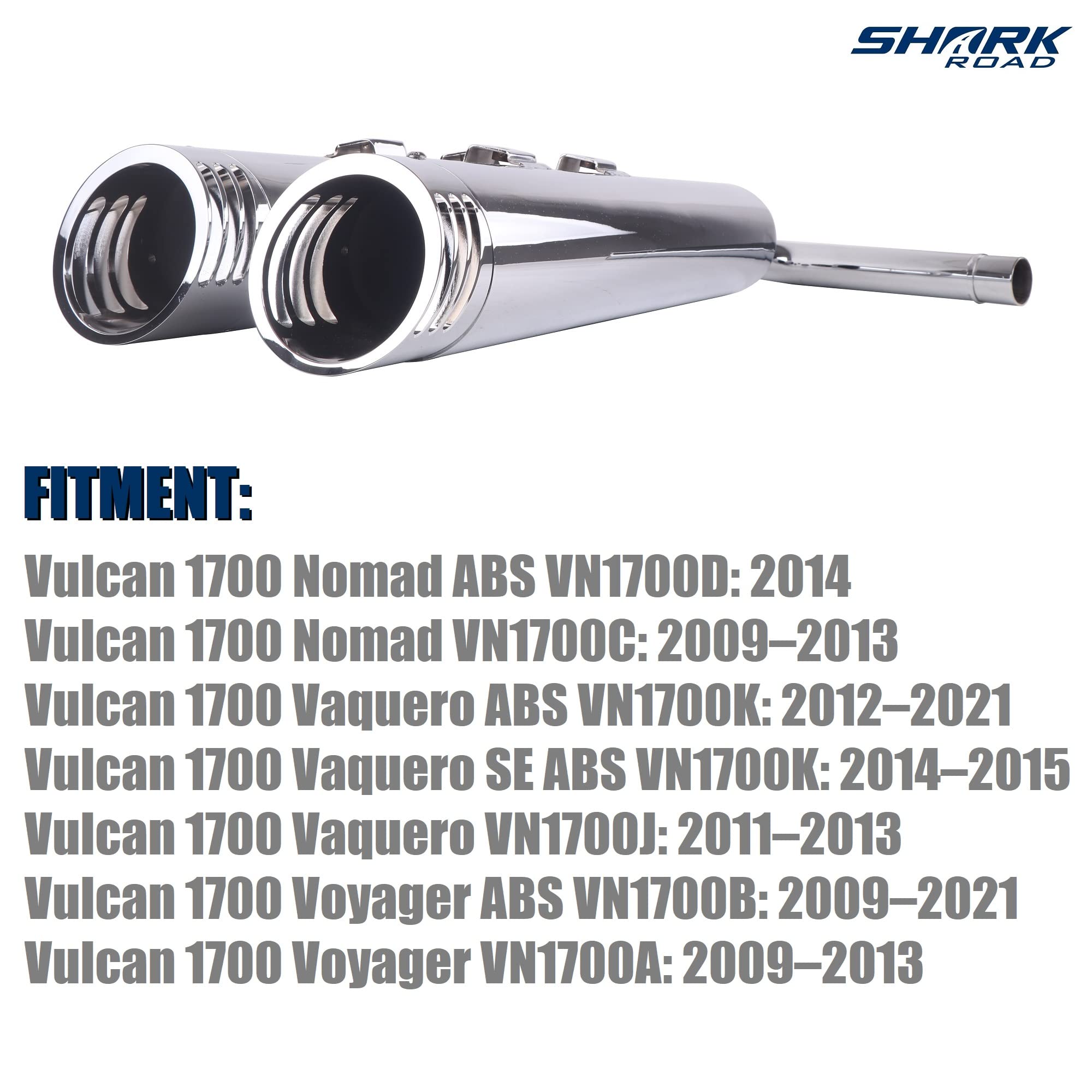 Buy SHARKROAD Exhaust for Kawasaki Vulcan Tourers, SlipOn Pipes for