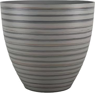 simpa Serenity Rings Plastic Planter - Grey, Single Pot - 35cm H x 38cm Dia - Suitable for Indoor or Outdoor Use.