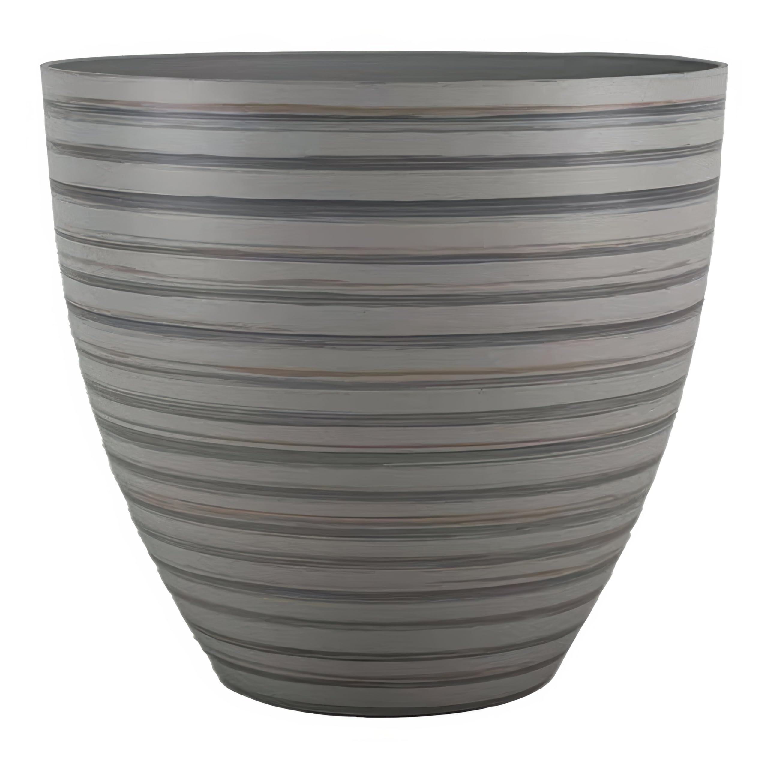 Simpa Grey Serenity Rings Plastic Planter - Single Pot - 35Cm (H) X 38Cm (Dia) - Suitable For Indoor Or Outdoor Use.