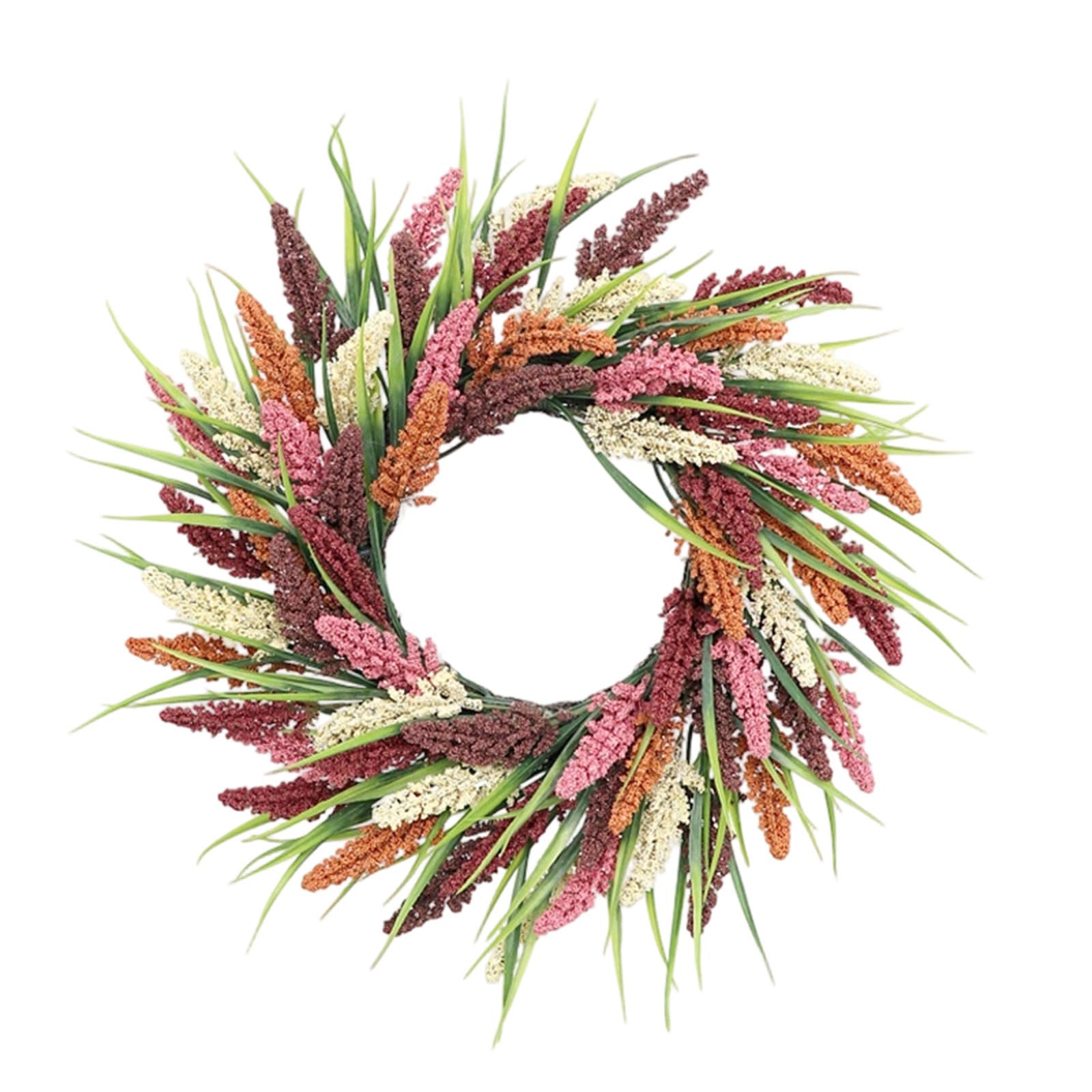 Tsophreniq Caramel Color Artificial Wheat Flower Wreath Realistic Silk Wheat Wreath Wall Decoration For Front Door Mantels Display And Harvest Festival Thanksgiving Decoration Artificial
