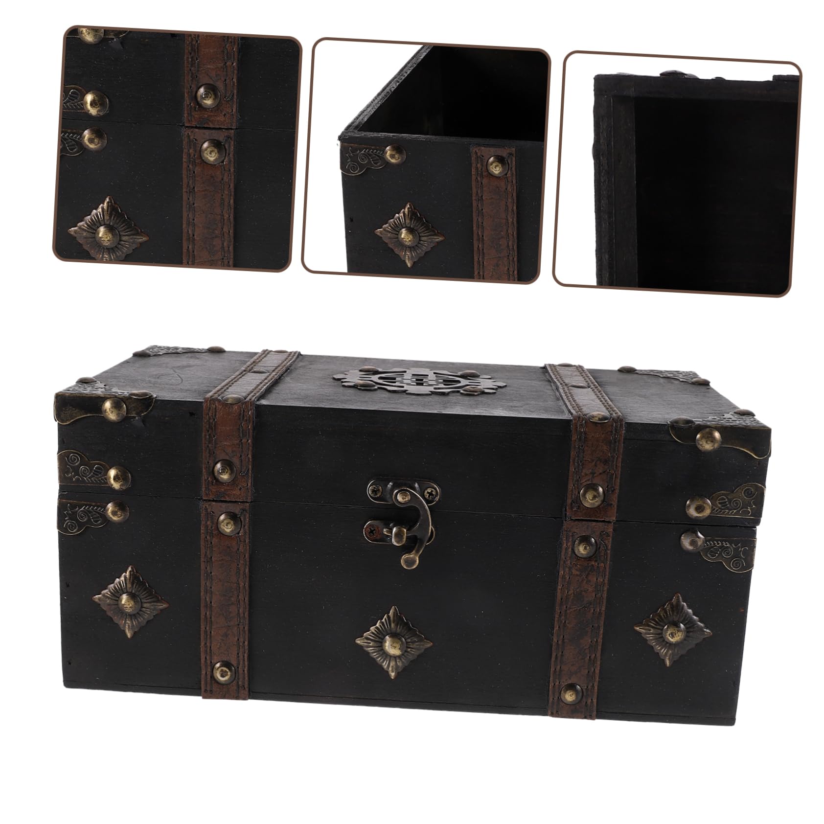 LABRIMP caja de almacenamiento de madera cajas de almacenamiento joyas de cofre estriado recipientes para organizar cofre de madera para recuerdos cajas de recuerdos Metal