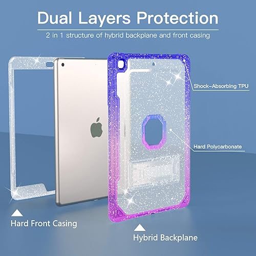 Miniatura 10 de ZoneFoker for iPad 9th Generation Case, for iPad 8th7th Generation 10.2 inch Case 202120202019,Clear Glitter Slim Shockproof Hard iPad 9 8 7 Gen