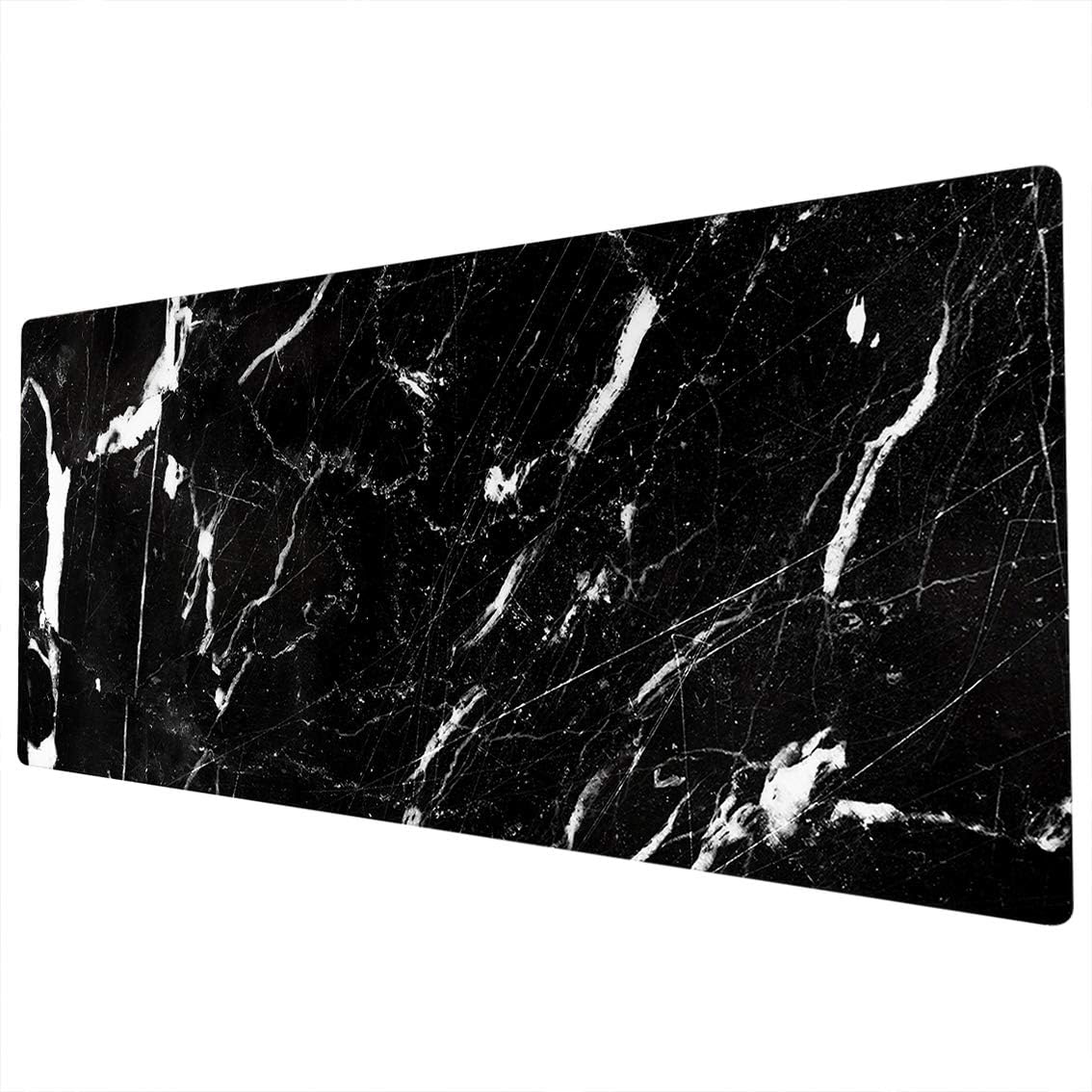 Whats On Your Wall.com Desk Mat - XXL Gaming Mouse Pad, Full Desk Size - 900 x 400, Black & White Marble