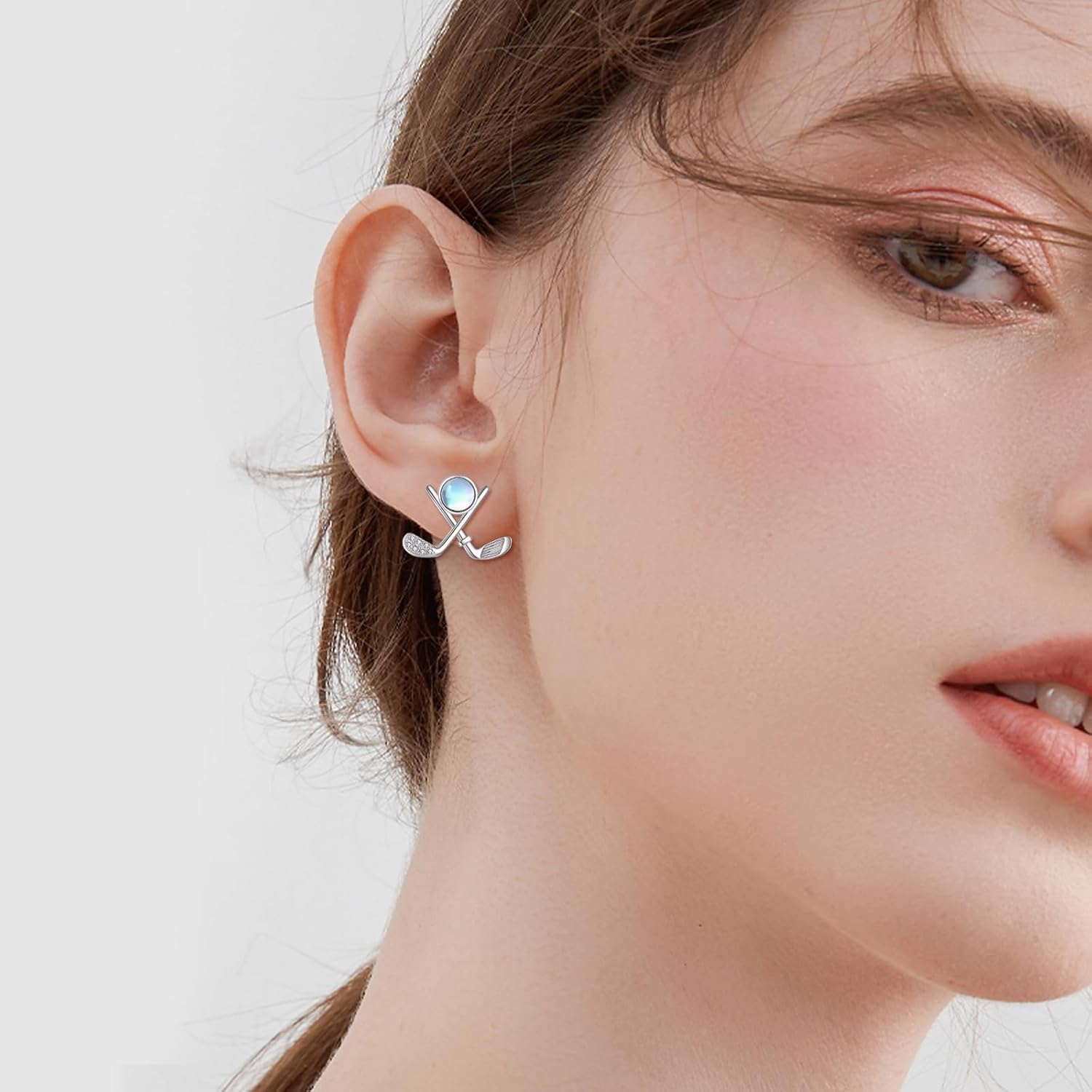 Sport Baseball Earrings Stud 925 Sterling Silver Cubic Zirconia Baseball Stud Earrings Baseball Jewelry Birthday Gift for Women Sport Lovers