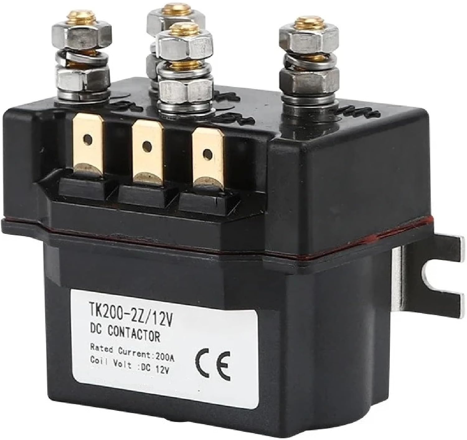 TK200-2Z DC Contactor, 200A Rated Current, 12V-60V Coil Voltage, 2 Pole Dual Phase, for Automobile Electric Winch (TK200-2Z-12V)