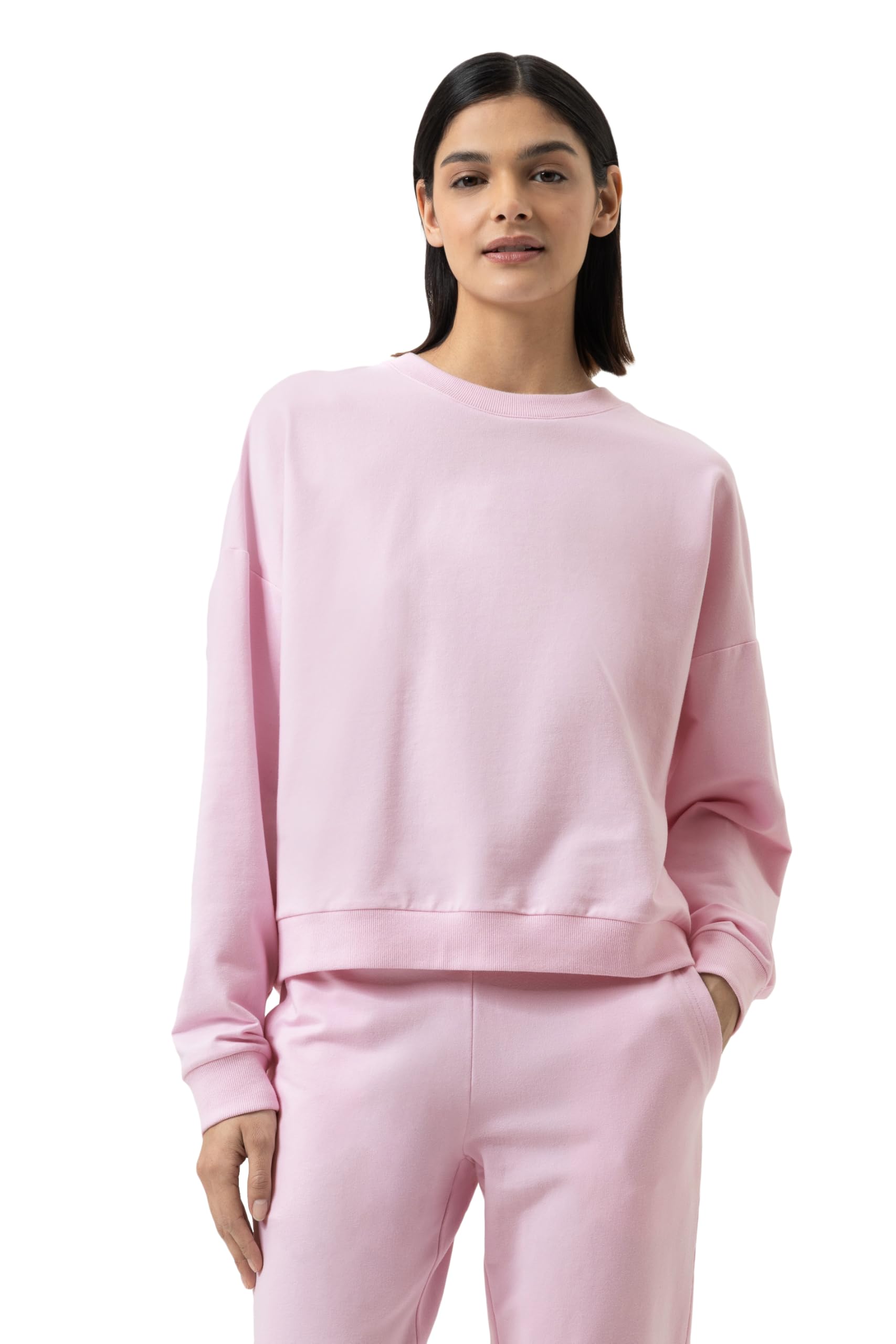 Mey Damen Sweatshirt: Lässiger Sweater, Rundhalsausschnitt, Überschnittene Schulter, Kuschelige Qualität, Gerippter Saum und Bündchen, Serie Cozy Nights