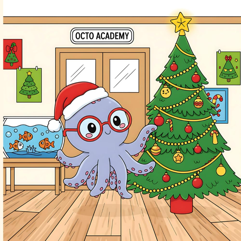 Cute Octo Academy Coloring Book For Kids & Adult: Bold And Simple 50+ Octopus Water Animal Illustrations | Octopus Variations - Cleaning Under Sea, ... More! (Cozy Animals Big Adventures Coloring)