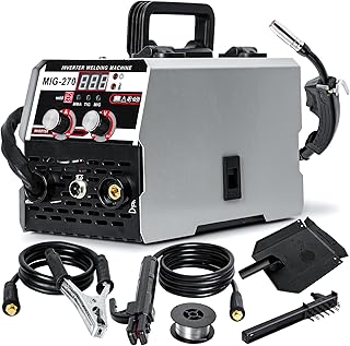 250A MIG Welder,MIG/Stick/Lift 3 in 1 Welding Machine with Large LED Digital Display 110V/220V Portable Stick Welding Machines Gasless MIG Welder for Stainless Steel,Copper MultiProcess US Plug