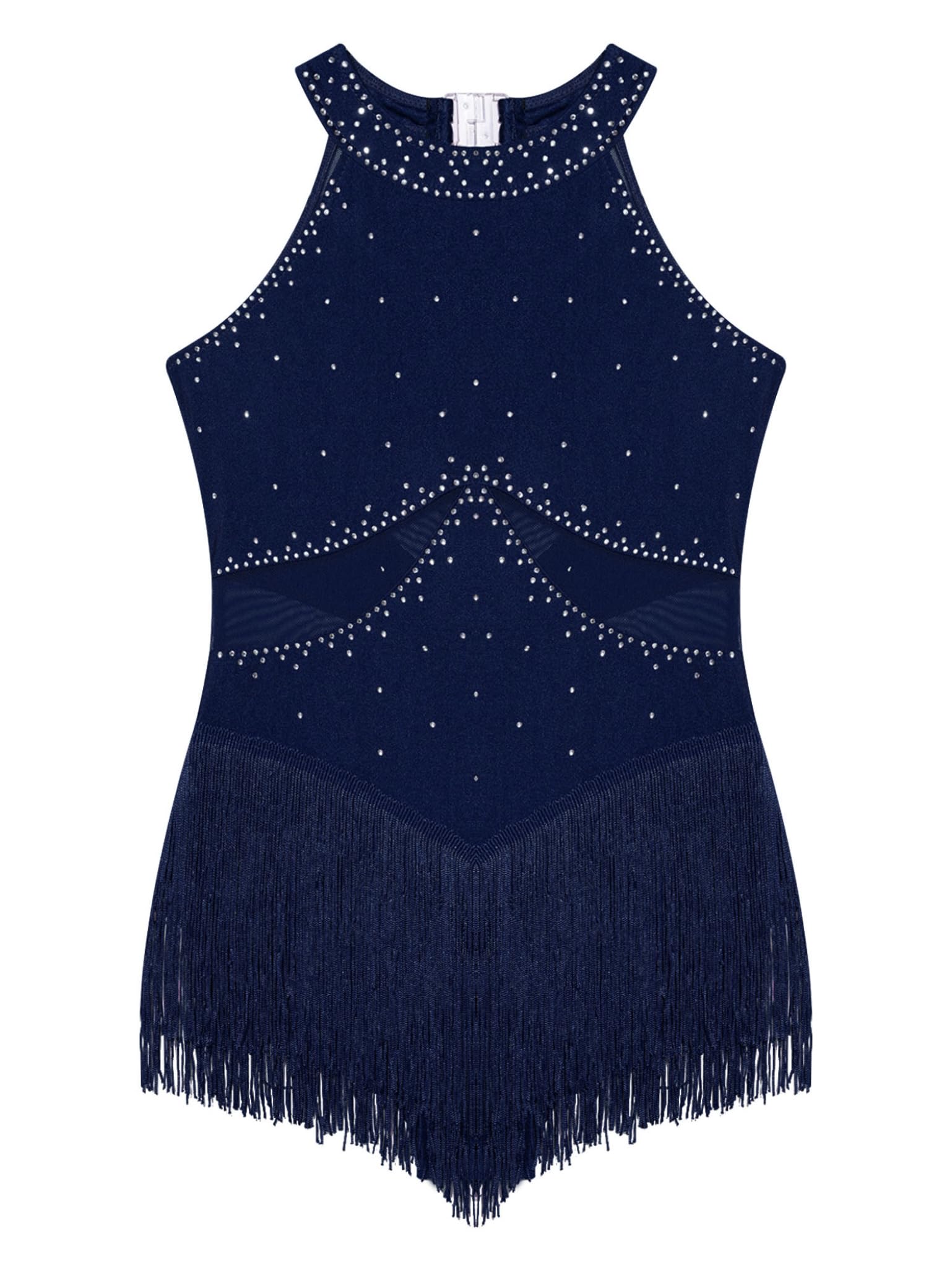 Mädchen Eiskunstlauf Kleid Glitzer Rollschuhkleid Ärmellos Ballettkleid Ballerina Chacha Salsa Latein Tanzkleid Eislaufen Tanzkleidung