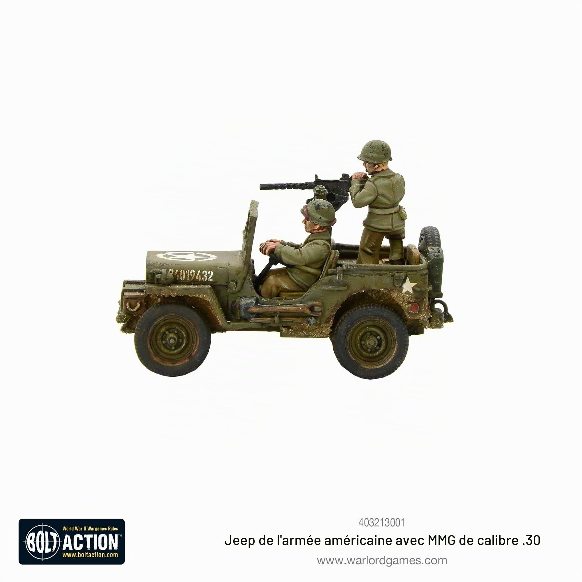 Bolt Action Warlord Games, miniatures - US Army Jeep with 30 Cal MMG