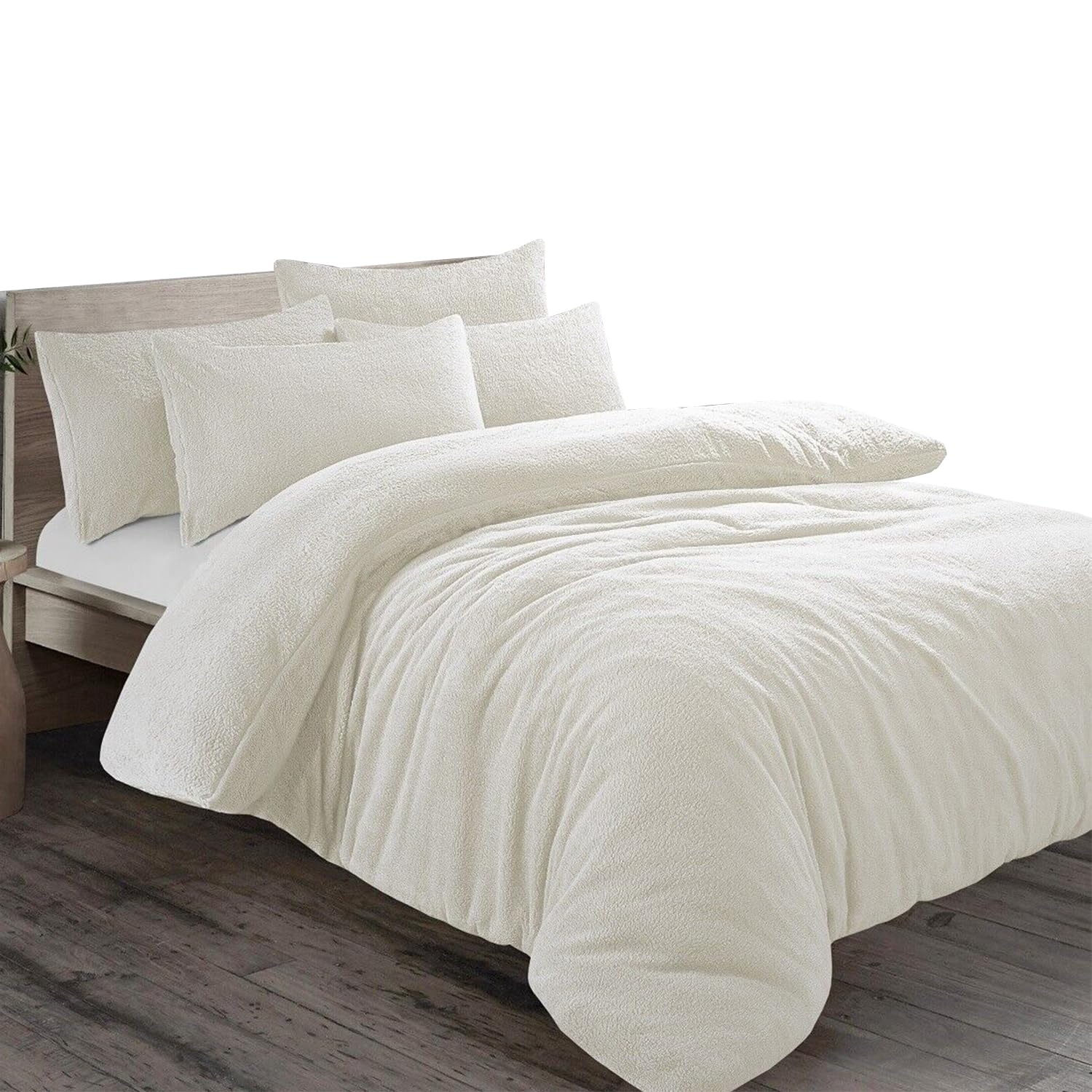 David & Amaya Teddy Fleece Sherpa Duvet Cover Set โ Thermal Warm & Cosy Bedding with Pillowcase, Soft 100% Polyester Quilt Cover, Available in All UK Sizes, Ideal for Autumn & Winter (Cream, King) โ image 1