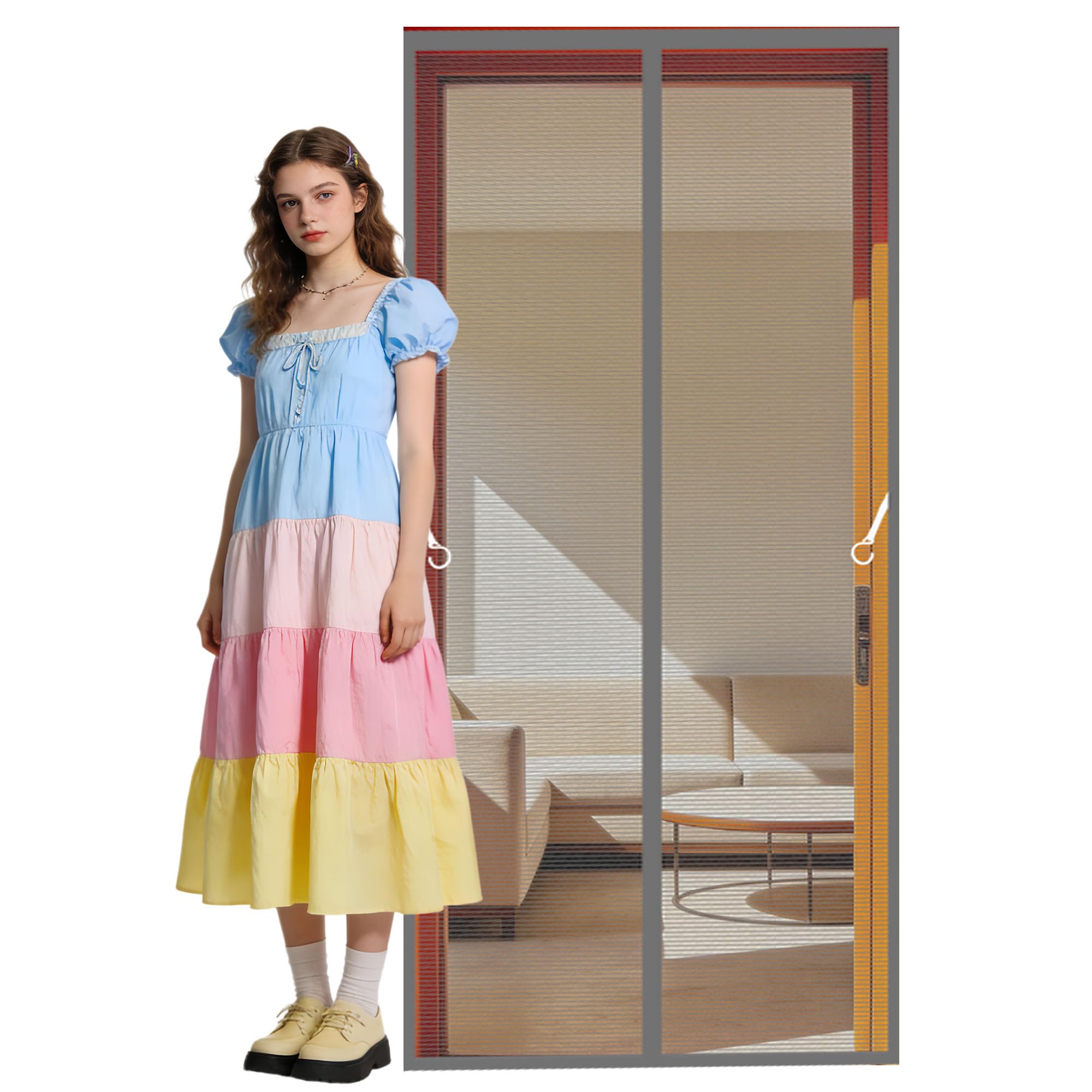 Moustiquaire magnétique porte 140 x 296 cm avec maille ultra fine