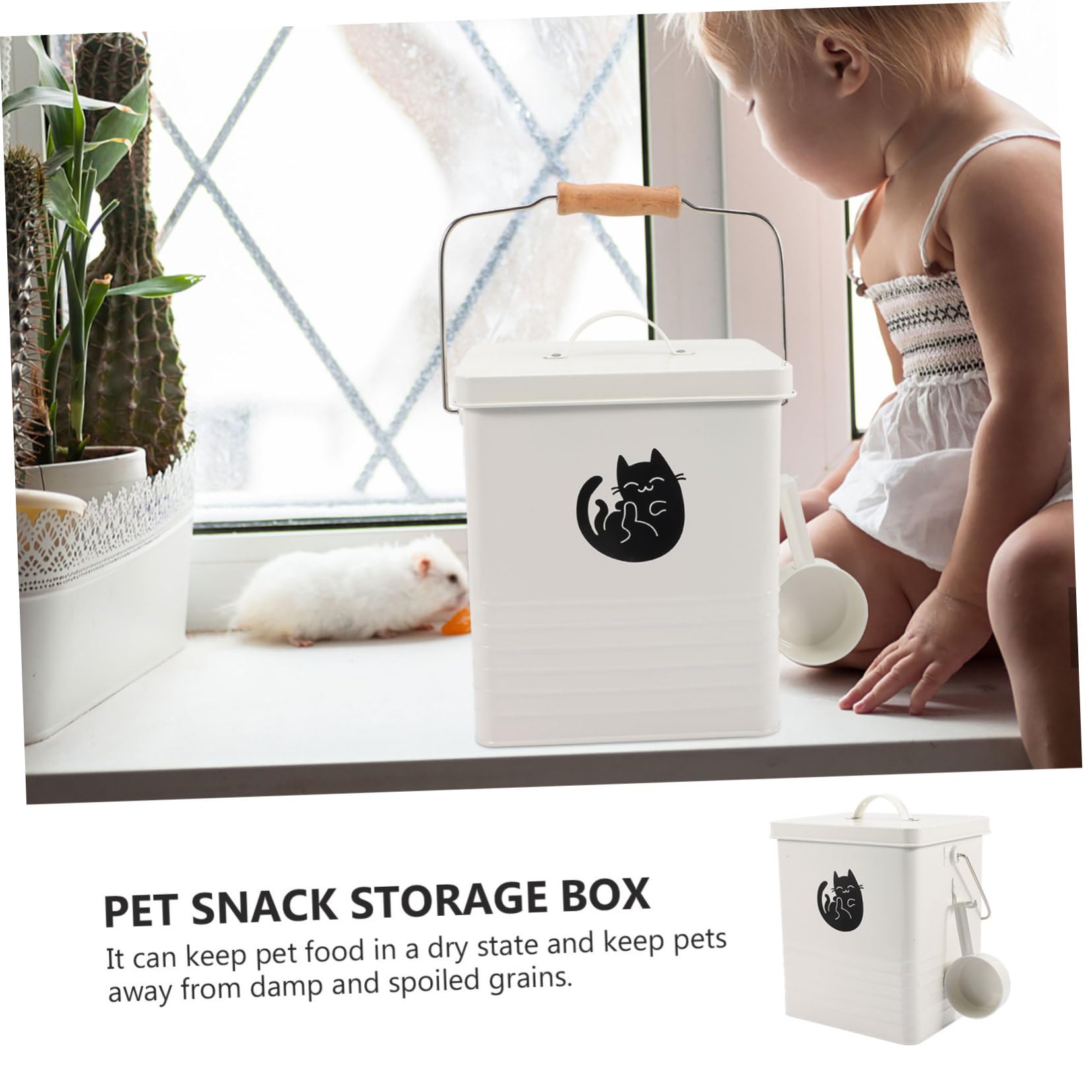 Sosoport Secchio Per Cibo Per Gatti e Cani Contenitore Per Snack Con Paletta Pratico e Duraturo Per Alimenti Secchi Biscotti e Snack Preferiti