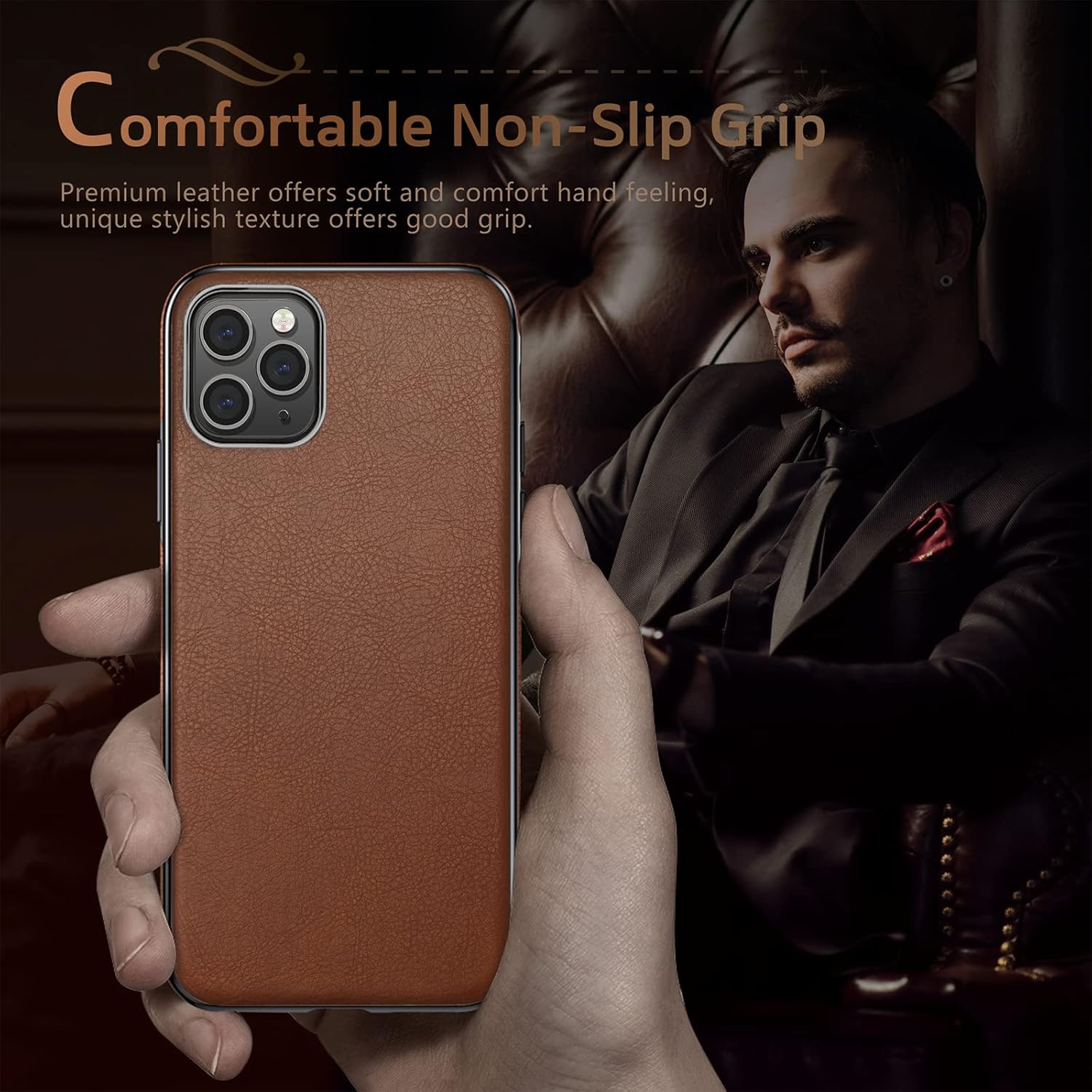 LOHASIC Designed for iPhone 12 Pro Max Case, Luxury Leather Business Premium Classic Cover Protective Cases Compatible with iPhone 12 Pro Max 5G 6.7 inch - Brown - Image 4