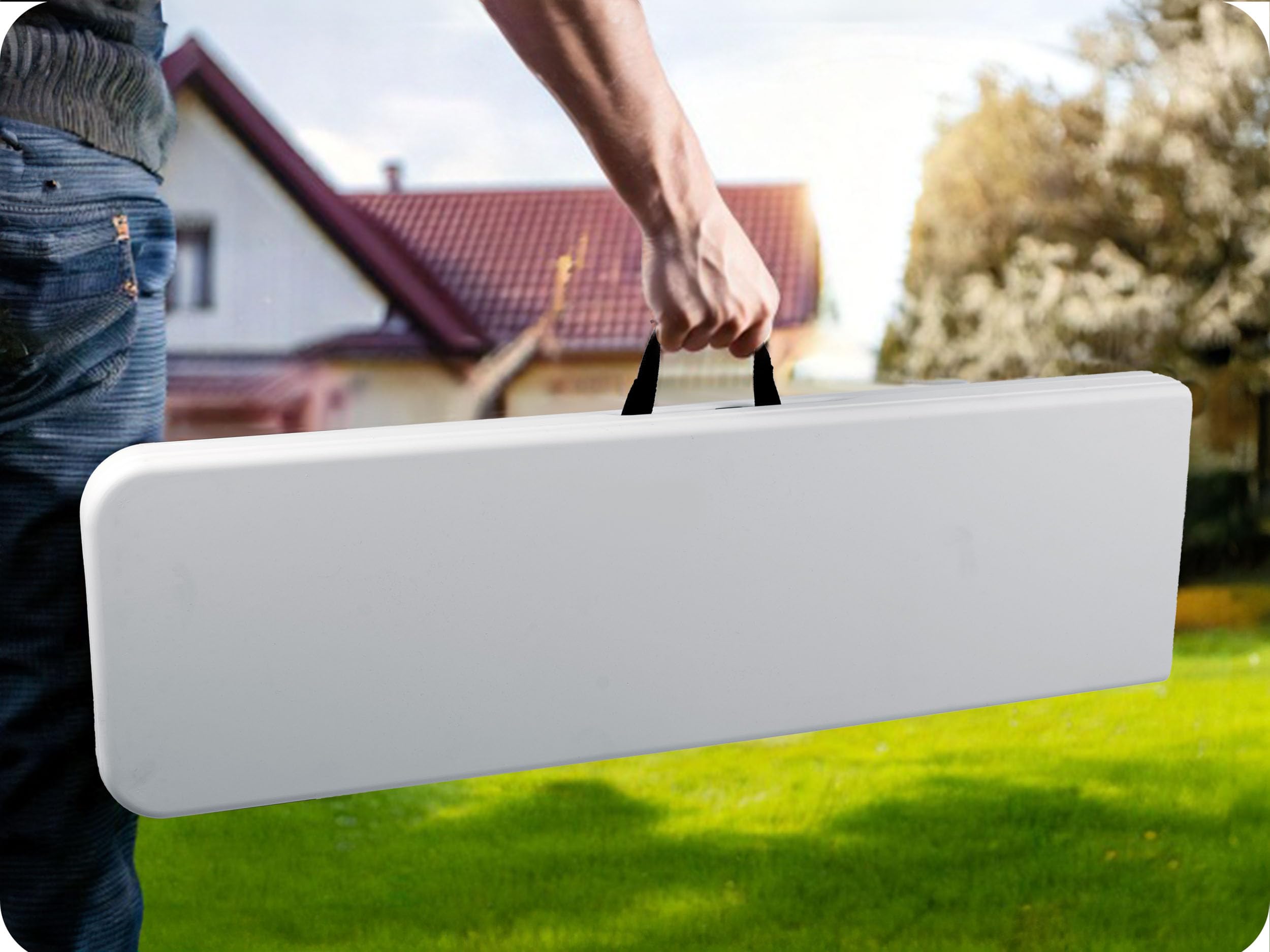 Gartenbank 180 cm Klappbar mit Tragegriff Sitzbank Outdoor Bierbank Partybank Weiß