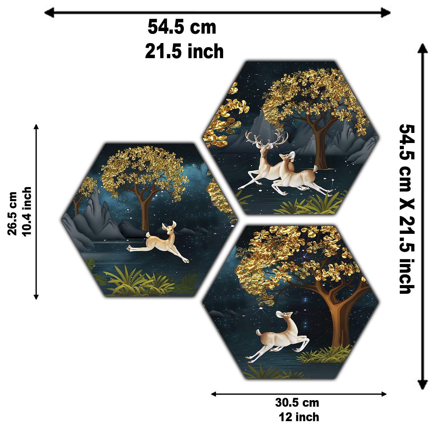 Poster n Frames PNF Wood Landscape Painting For Home Wall Decoration|Artwork With Multicolour|For Living Room, Bedroom & Home Decor | Best Gifting Option | 3 Pieces