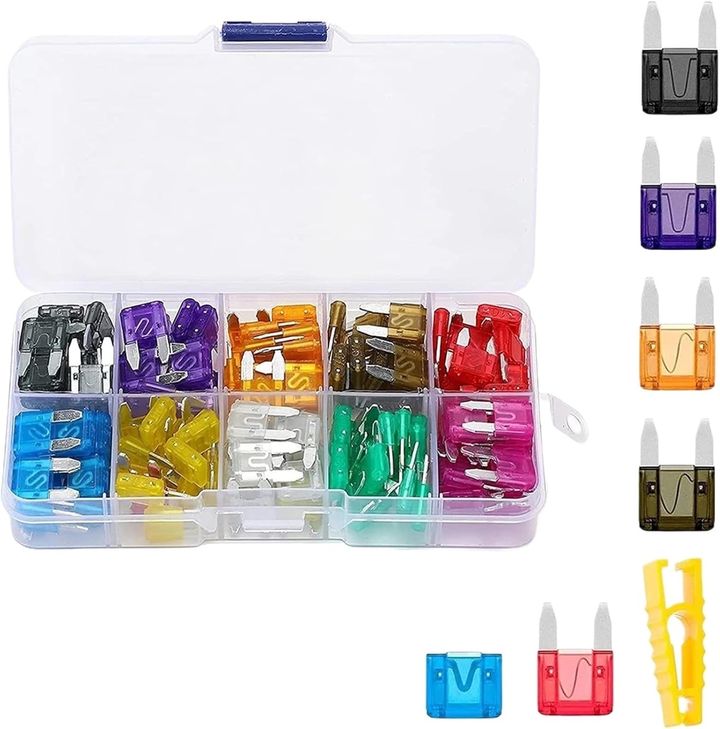 120PCS Fuse Car Kit Assorted Auto Car Truck Standard Blade Fuse Assortment 2A 3A 5A 7.5A 10A 15A 20A 25A 30A 35A Automotive Fuse(Zinc)