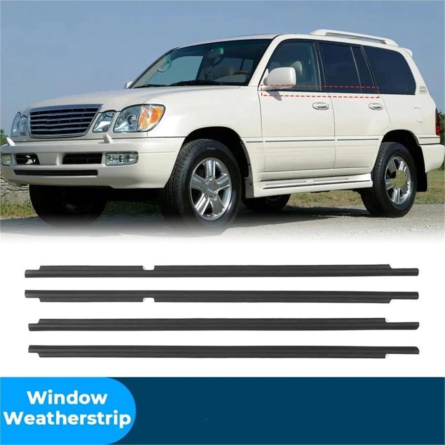 車の窓ウェザーストリップ ために レクサス ために LX470 1998-2007 用 4個 外側ゴム製ウェザーストリップ ドアシー