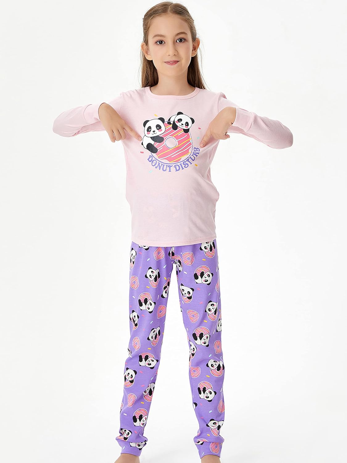 Sleepover Pajama Set for Girls Tie Dye Cotton Snug-fit Long Sleeve PJ Size 4T-14 - Image 3