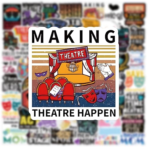 Miniatura 9 de 63 calcomanías de teatro, diseño de graffiti estética, vinilo impermeable para niños, niñas, adolescentes, adultos, para botellas de agua, laptop,