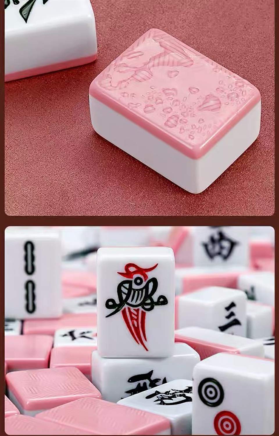 Chiński Mahjong, gra karciana z torbą, gra planszowa, 144 tradycyjne chińskie gry mahjong, 42 zestawy gier imprezowych, prezenty, rozrywka (kolor: niebieski, rozmiar: # 42)