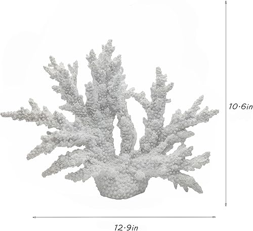 Vista 3 de White Coastal Beach - Estatua de resina decorativa de arrecife de coral de mar sintético para estante de baño, mesa de café, decoración náutica