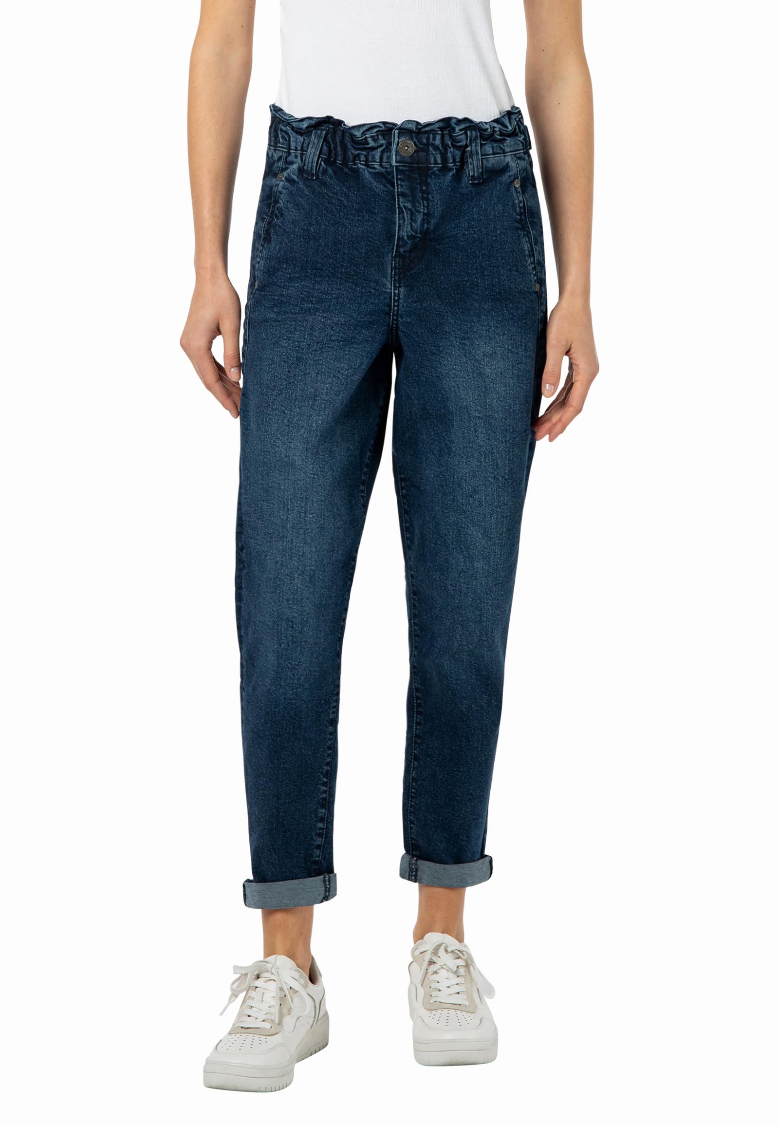 Sublevel Damen Paperbag Jeans – High Waist Hose im Modernen Denim-Look Dark-Blue XXL