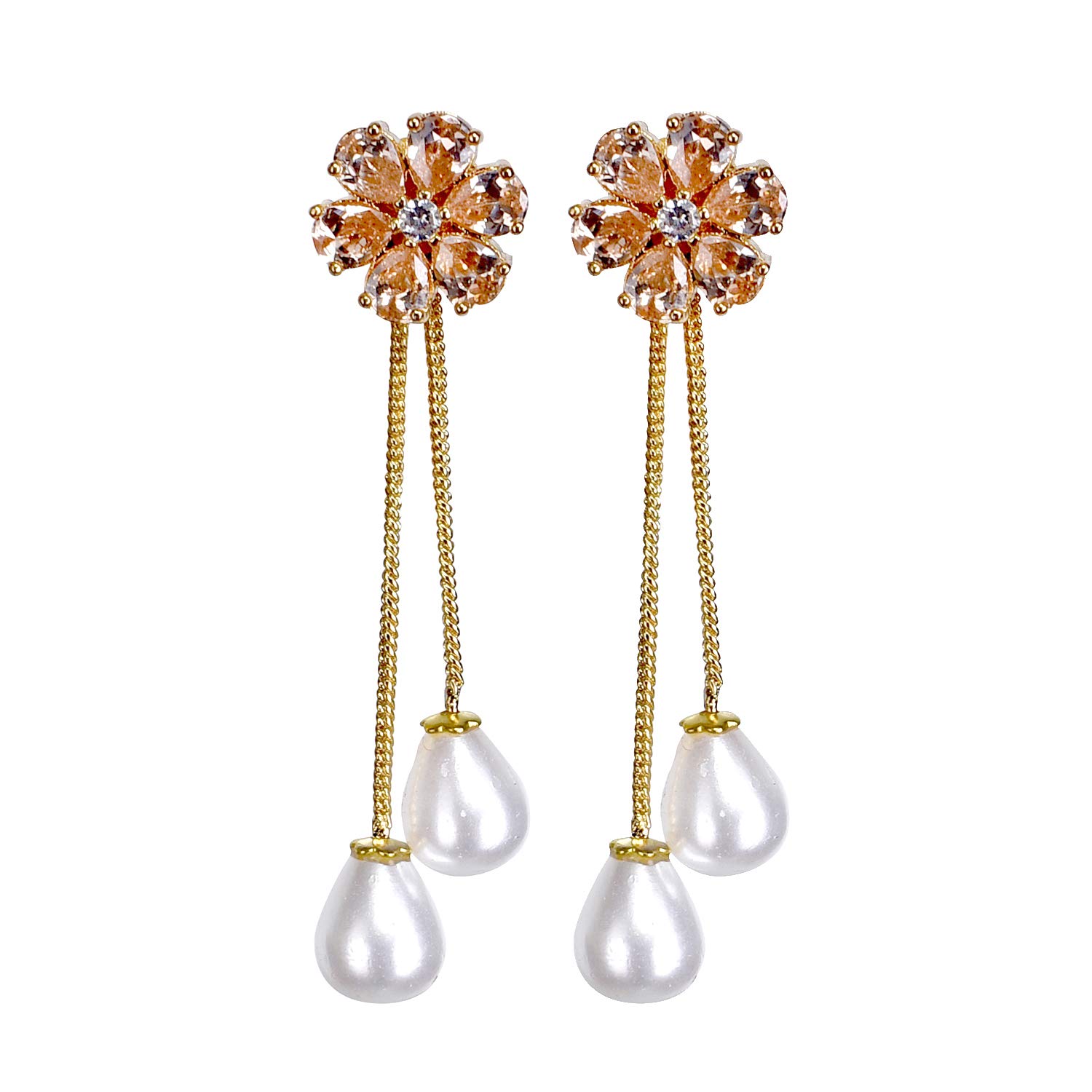 Ratnavali JewelsBrass Gold Plated Cubic Zirconia Earrings For Women