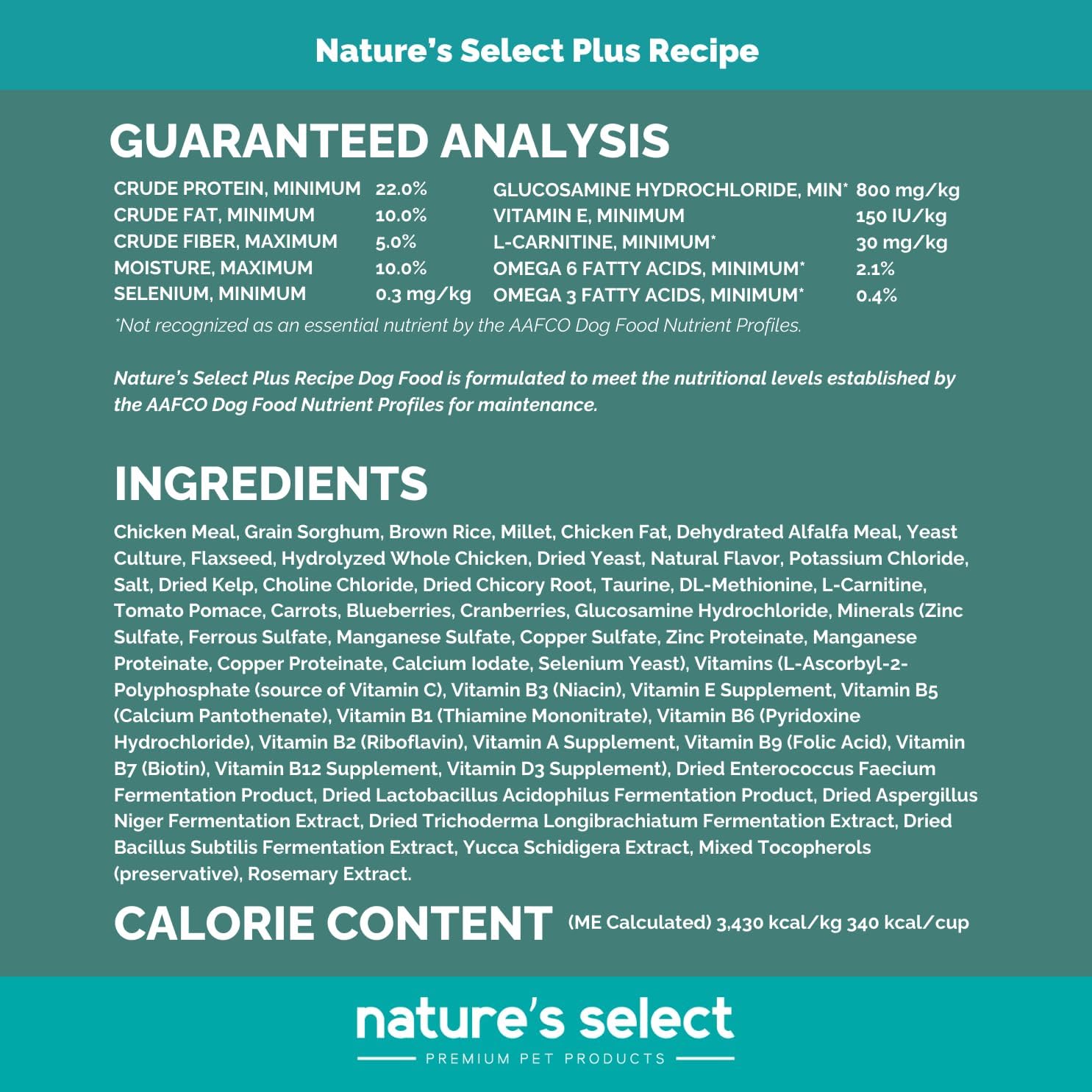 Nature's Select Plus Recipe - Chicken w/Glucosamine (30 LBs) Adult Dry Dog Food