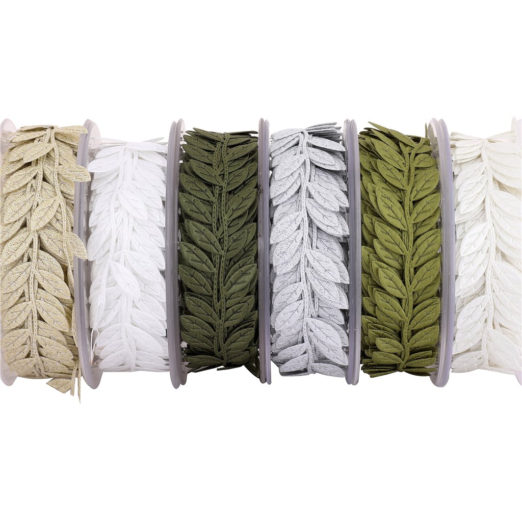 Blattband Olivgrün – 15 Meter Rolle, Aus Polyester, Für Basteln, Hochzeitsdeko & Geschenkverpackung