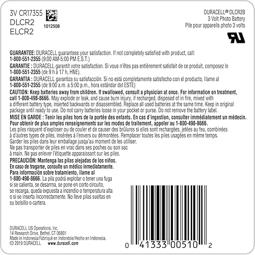 Miniatura 2 de Batería de litio Duracell CR2 de 3 V, 2 unidades (paquete de 1), batería CR2 de litio, alta potencia, de larga duración para cámaras de video y